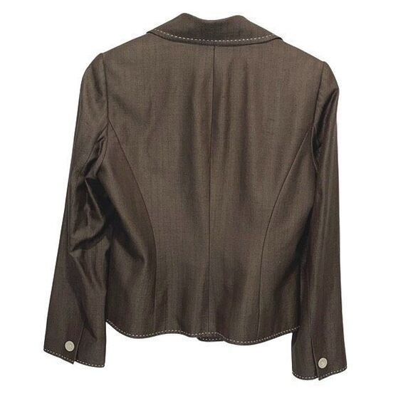 Linda Allard Ellen Tracy Womens Wool Blend One Button Blazer Brown Size 6 Petite - Picture 3 of 7
